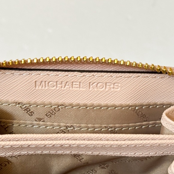 Michael Kors Jet Set Travel Card Case Zip Around Wallet Pink Powder Blush - Picture 4 of 11